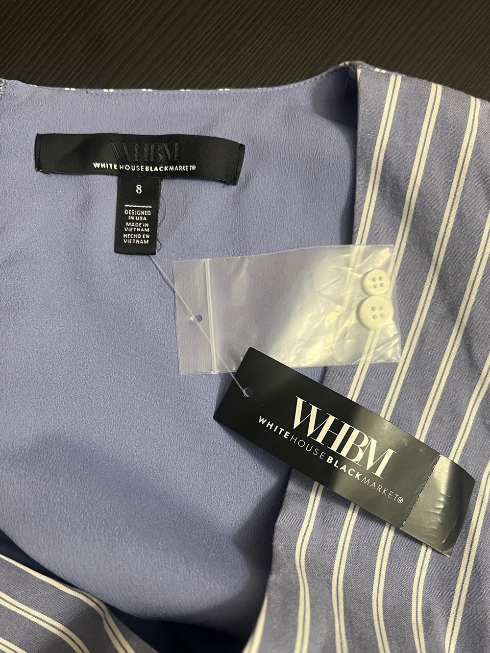 NEW White House Black Market Poplin Twist-Front Midi Shirt Dress Blue Size 8 NWT - Picture 7 of 10
